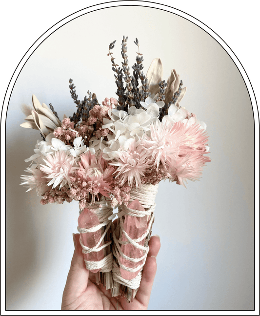 Flower Wand with Rose Aura Crystal