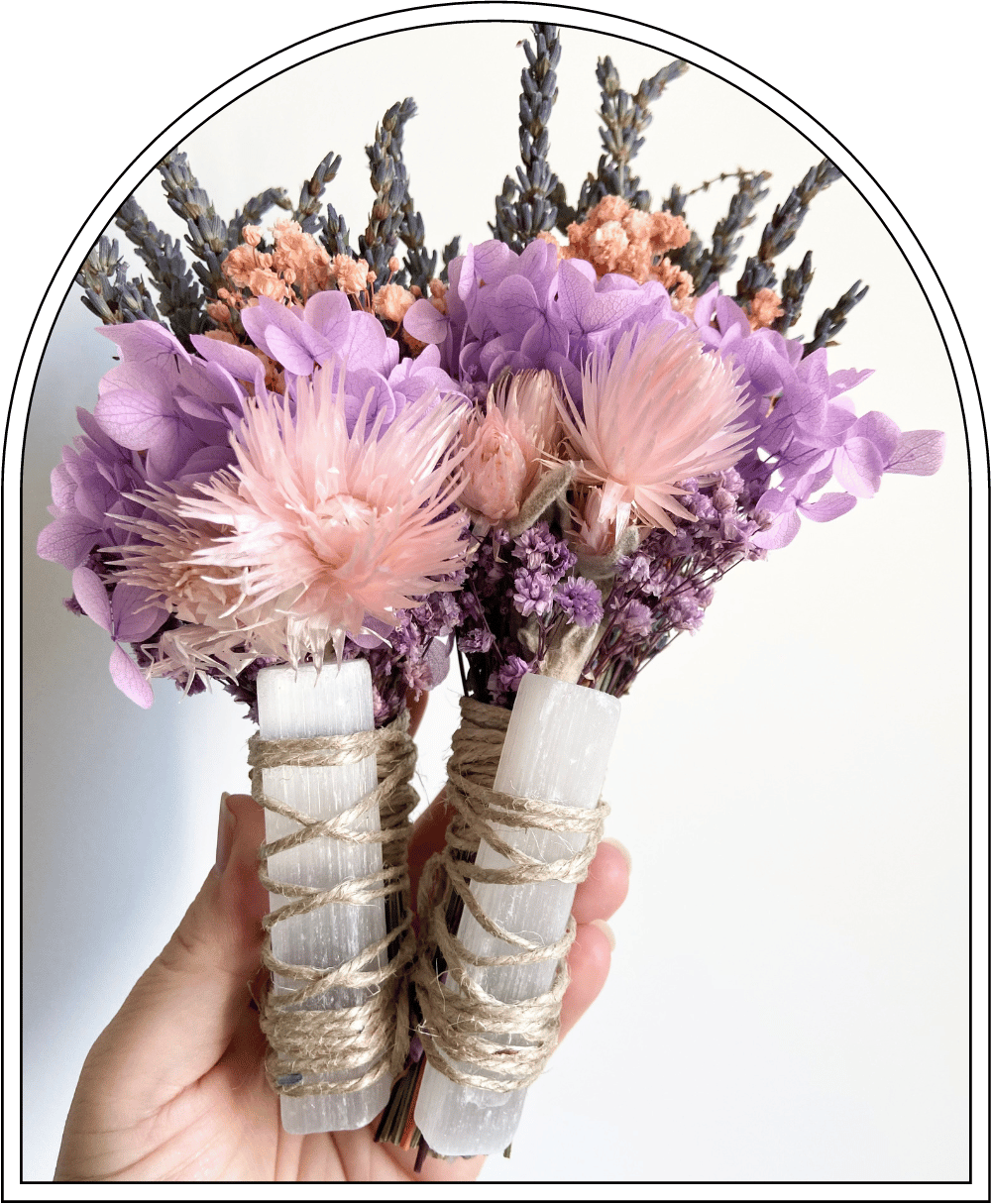 Flower Wand with Selenite Crystal