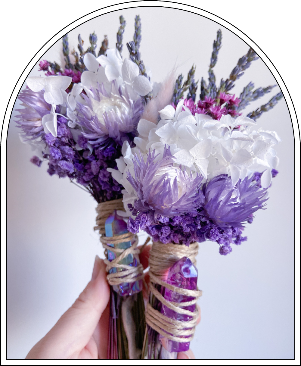 Flower Wand with Purple Aura Crystal