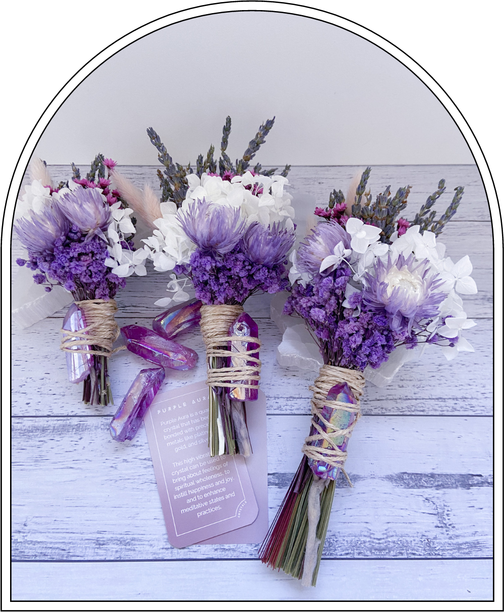 Flower Wand with Purple Aura Crystal