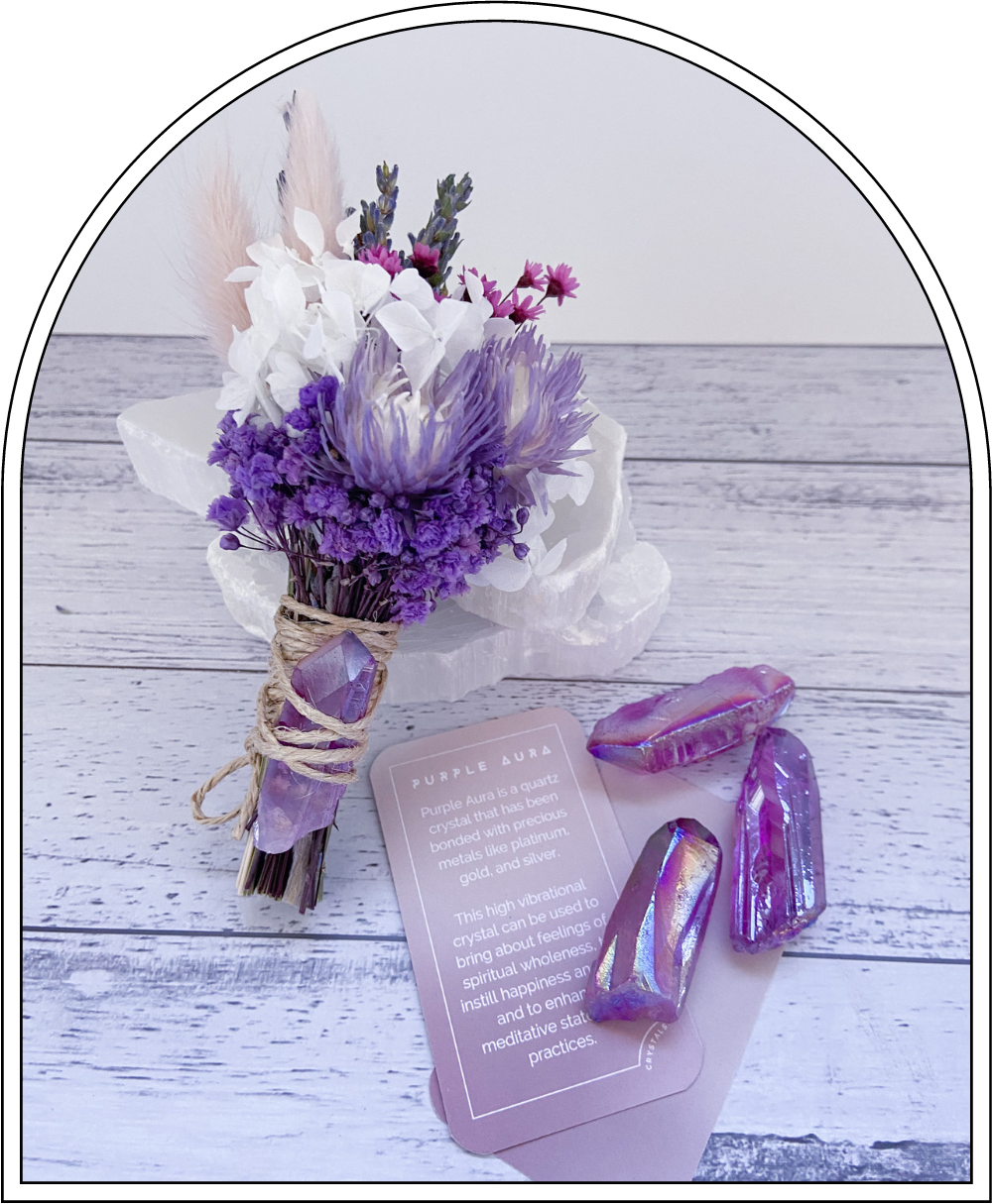Flower Wand with Purple Aura Crystal