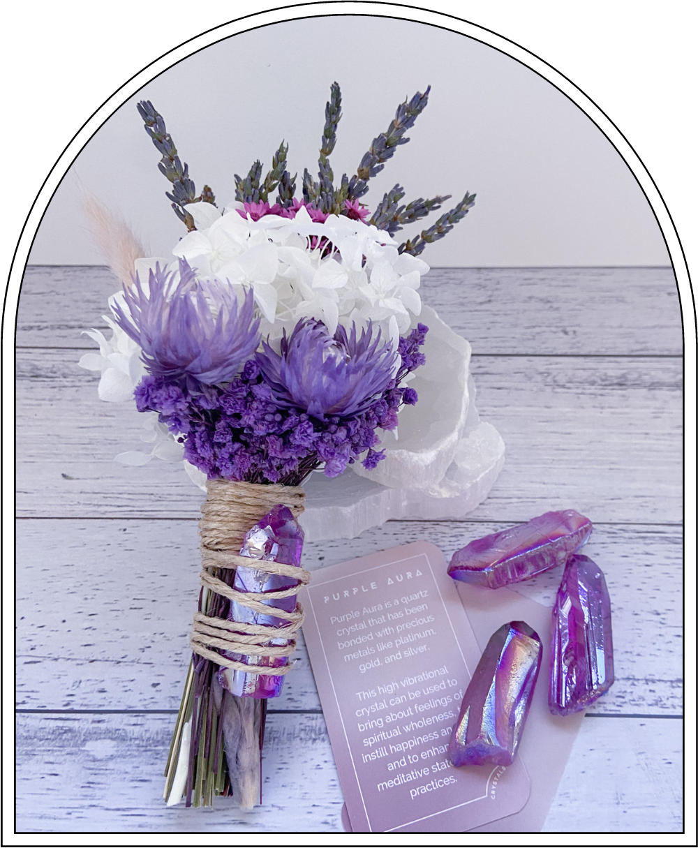 Flower Wand with Purple Aura Crystal