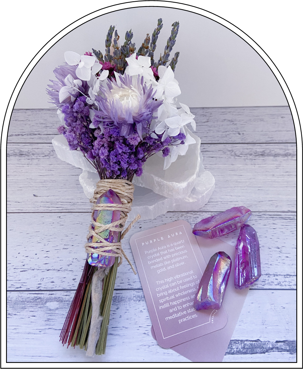 Flower Wand with Purple Aura Crystal