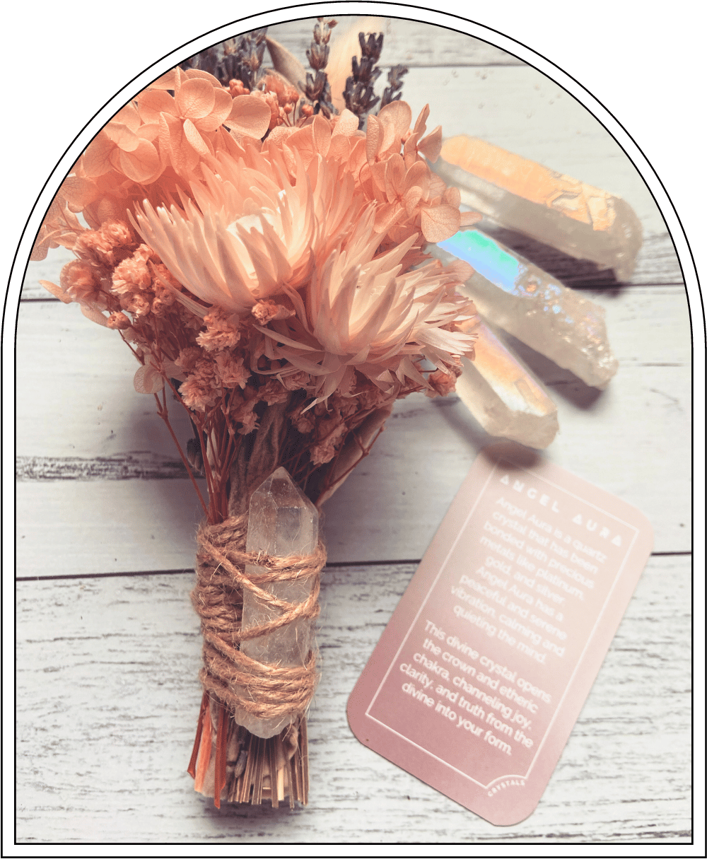 Flower Wand with Angel Aura Crystal