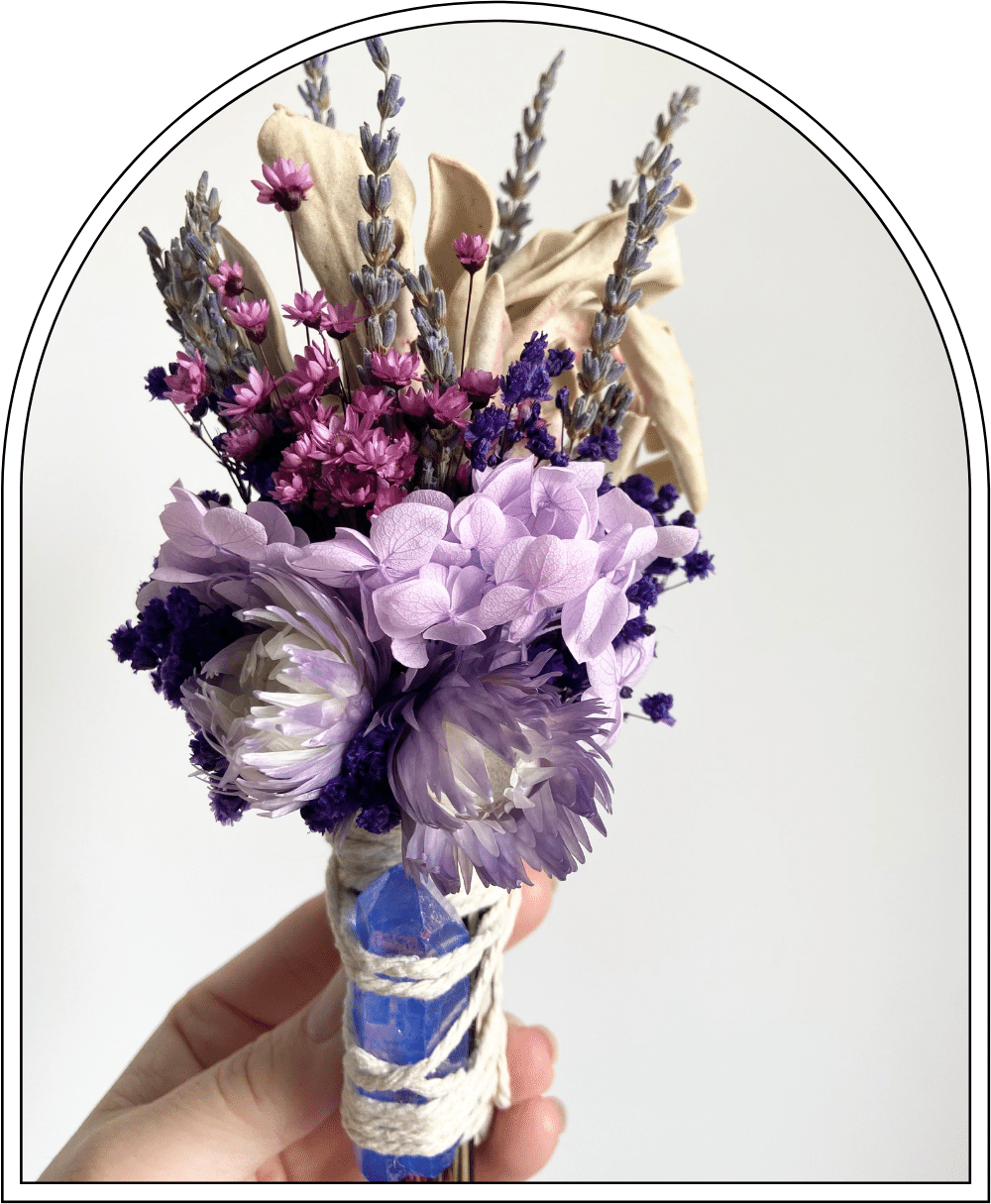 Flower Wand with Blue Aura Crystal