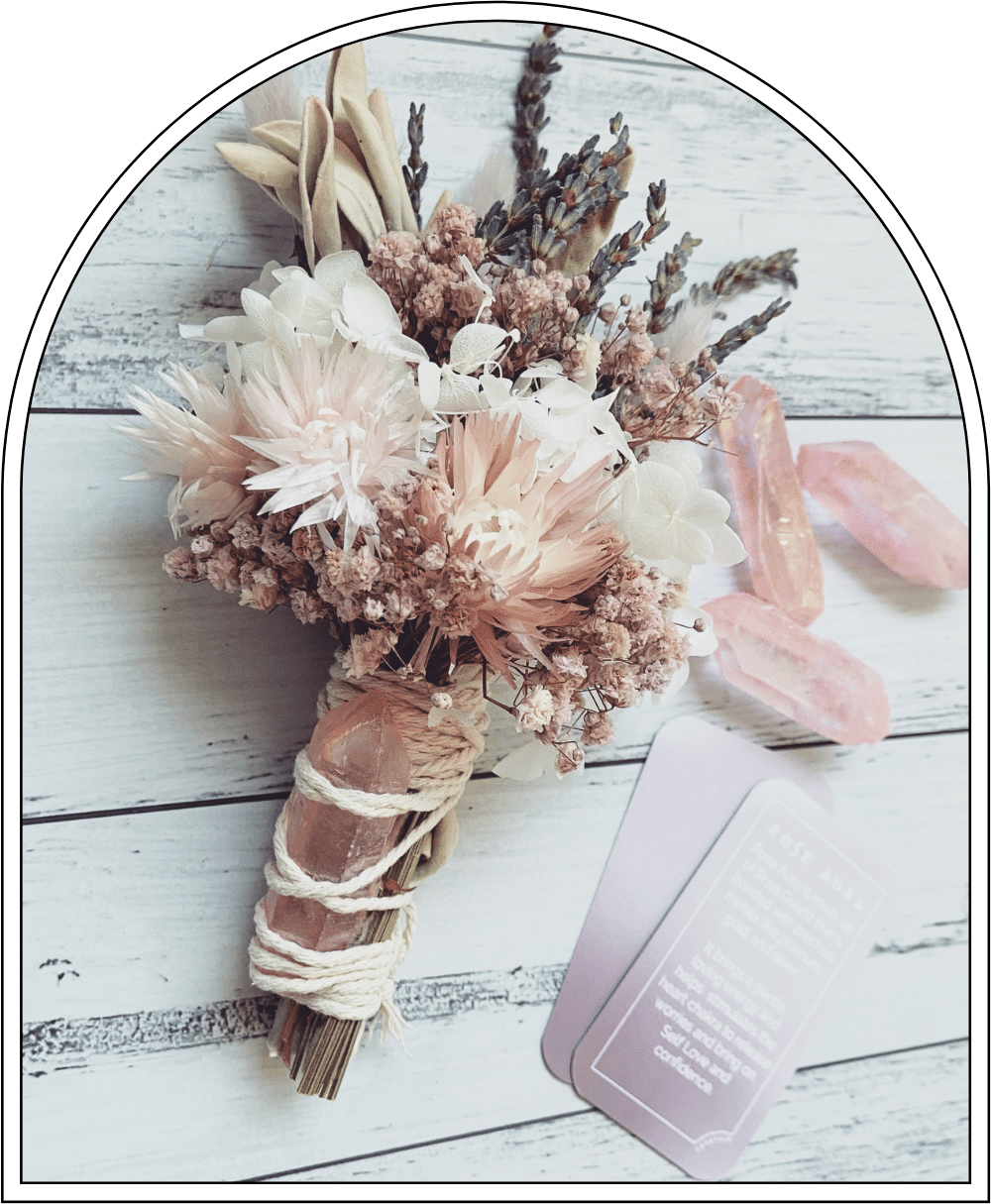 Flower Wand with Rose Aura Crystal