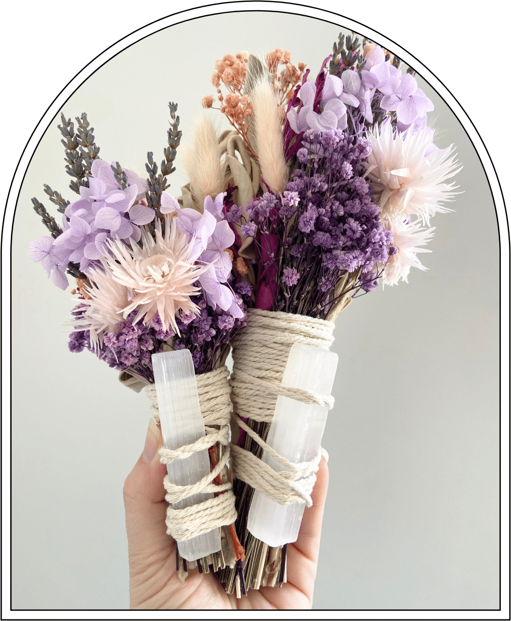 Flower Wand with Selenite Crystal